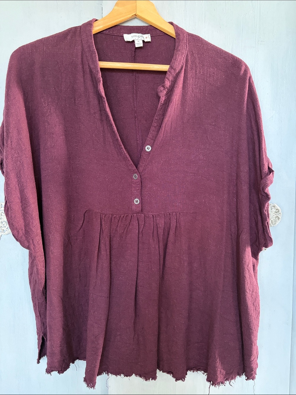 Umgee Plum Button-Front Peasant Tunic